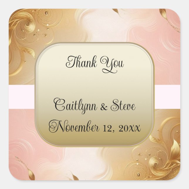 Sticker Carré rose Gold Ombre Mariage (Devant)