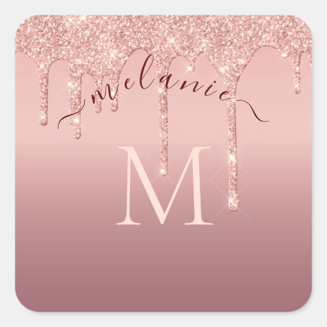 Sticker Carré Rose Gold Parties scintillant Personnalisé Votre S (Devant)