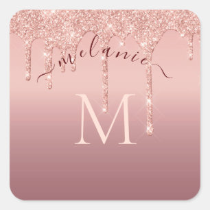 Sticker Carré Rose Gold Parties scintillant Personnalisé Votre S