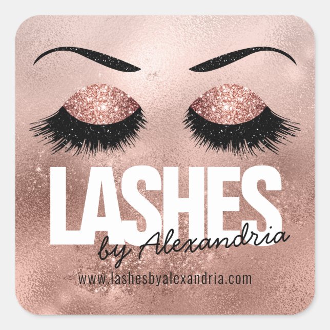 Sticker Carré Rose Gold Sparkle Parties scintillant Beauté Logos (Devant)