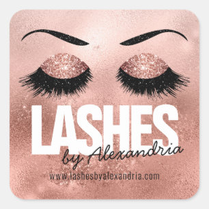 Sticker Carré Rose Gold Sparkle Parties scintillant Beauty Logo