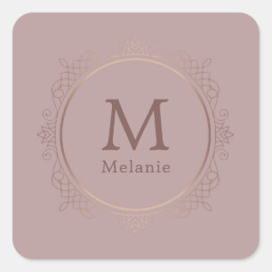 Sticker Carré Rose Gold tendance Monogram Elegant Modèle