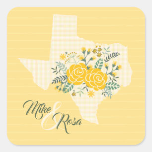 Sticker Carré Rose jaune du Texas - En vichy Mariage d'État