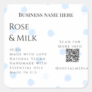 Sticker Carré Rose lait fait main soap entreprise QR code ajoute