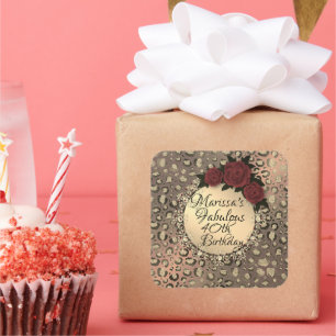 Sticker Carré Rose Leopard personnalisé Fabuleux 40e anniversair