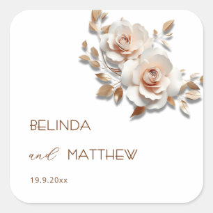 Sticker Carré Rose mariage rose gold rose pâle