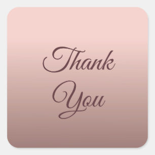 Sticker Carré Rose Merci d'or Typographie Script Modèle