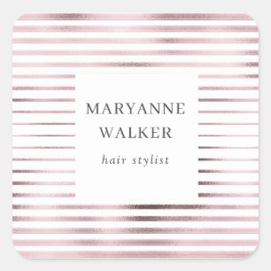 Sticker Carré rose métallique bandes de feuille d'or élégant mon