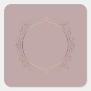 Sticker Carré Rose moderne Gold Blank Modèle Ajouter votre texte
