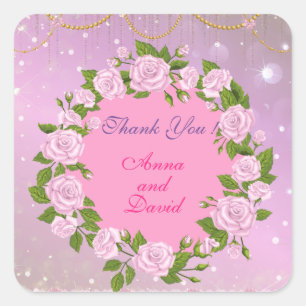 Sticker Carré Rose Moderne Luxueuse Ajoutez Votre Texte Autocoll