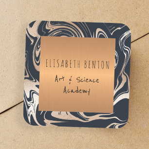 Sticker Carré Rose noir marbre or glam livres en cuivre étiquett