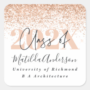 Sticker Carré Rose or moderne design parties scintillant graduat