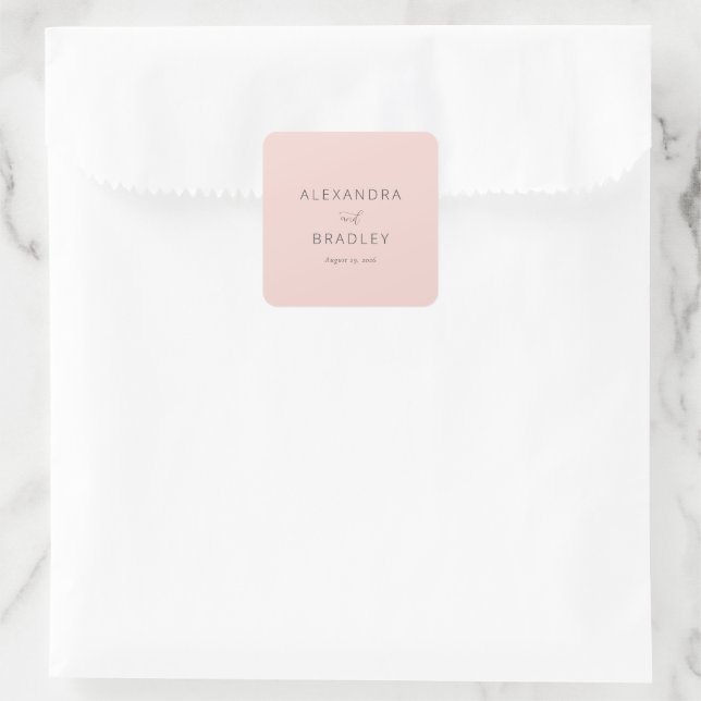 Sticker Carré Rose Pâle Élégant Minimaliste (Sac)