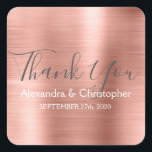 Sticker Carré Rose pâle | Mariage Rose Gold Favor Merci<br><div class="desc">Rose pâle | Sceau Mariage rose Rose Or Favor Sticker Merci. Cet autocollant peut être customisé pour inclure votre nom et votre date de mariage et être utilisé pour sceller vos invitations de mariage ou sacs de faveur. Cet autocollant de mariage d'or rose fait partie de la collection de mariages...</div>