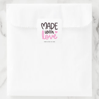 Sticker Carré rose personnalisé Fabriqué avec amou