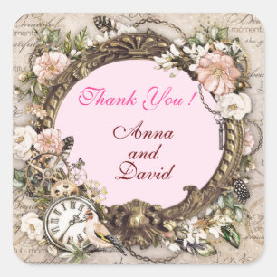 Sticker Carré Rose Rose Luxe Moderne Rose Ajoutez Votre Texte Ca