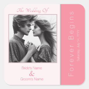 Sticker Carré Rose rose pour toujours commence Mariage photo mod