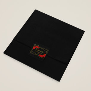 Sticker Carré Rose rouge Noir et or Quinceañera