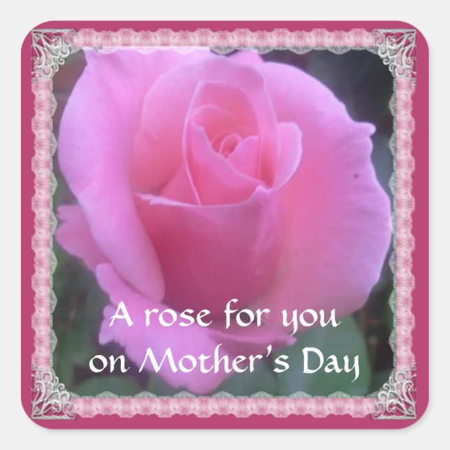 Sticker Carré Rose sucré (Devant)