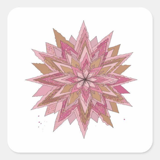 Sticker Carré Rose vif PINK STAR Style Vinyl (Devant)