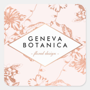 Sticker Carré Rose vintage modèle Floral or sur le concepteur ro