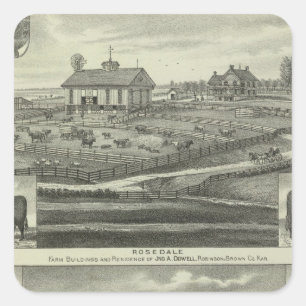 Sticker Carré Rosedale, verger d'hickory de Robinson, le Kansas