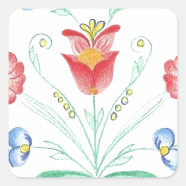 Sticker Carré Rosemaling par Neeter (Devant)