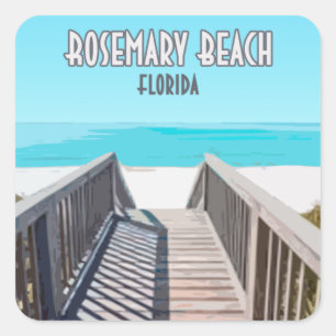 Sticker Carré Rosemary Beach Floride Côte du Golfe Vintage