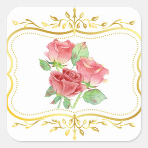 Sticker Carré roses anciennes