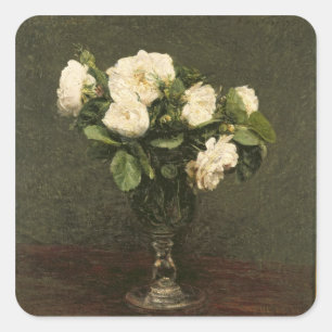 Sticker Carré Roses blancs, 1875 (huile sur la toile)