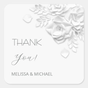 Sticker Carré Roses découpées en 3D pour remerciement de mariage