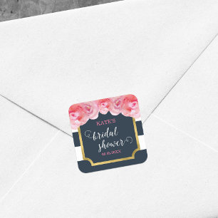 Sticker Carré Roses roses Bleues Fêtes des mariées