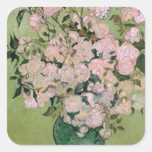 Sticker Carré Roses roses (F682) Van Gogh Art