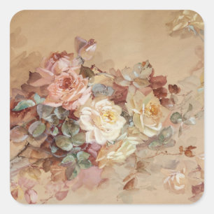 Sticker Carré Roses roses roses et jaunes - Franz Bischoff