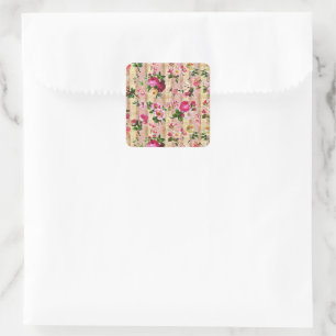 Sticker Carré Roses roses roses Vintages et florales