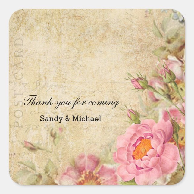 Sticker Carré Roses vintages (Devant)