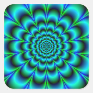 Sticker Carré Rosette en bleu et vert turquoise