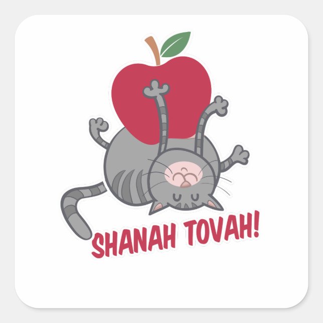Sticker Carré Rosh Hashanah Chat - Nouvel an juif 5785 (Devant)
