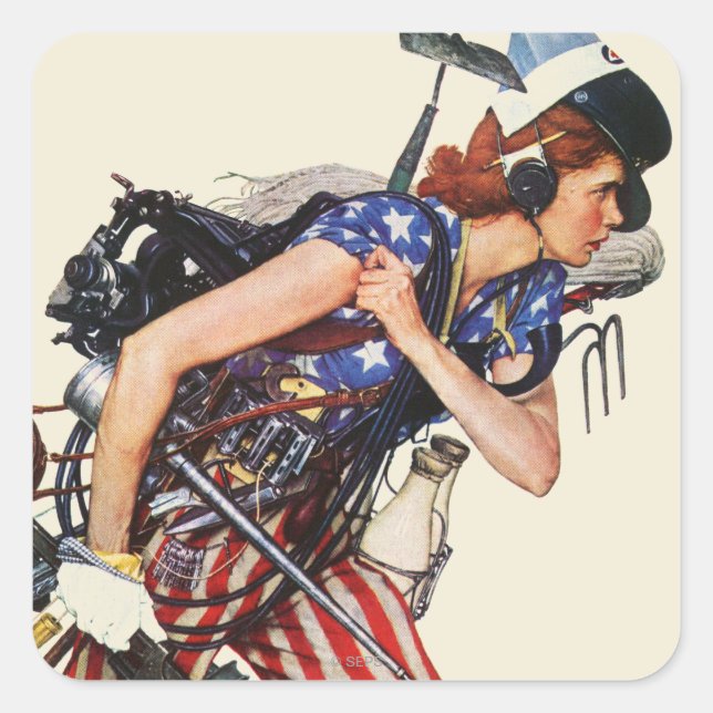 Sticker Carré Rosie à la Secourt (Devant)