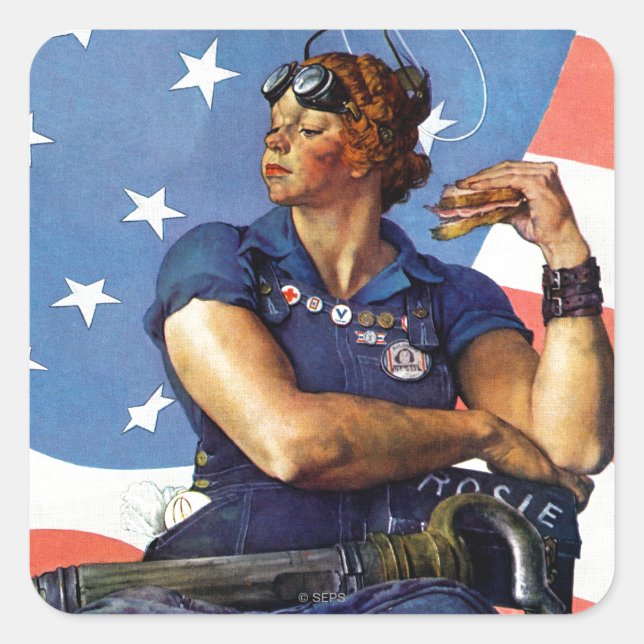 Sticker Carré "Rosie la riveteuse" (Devant)