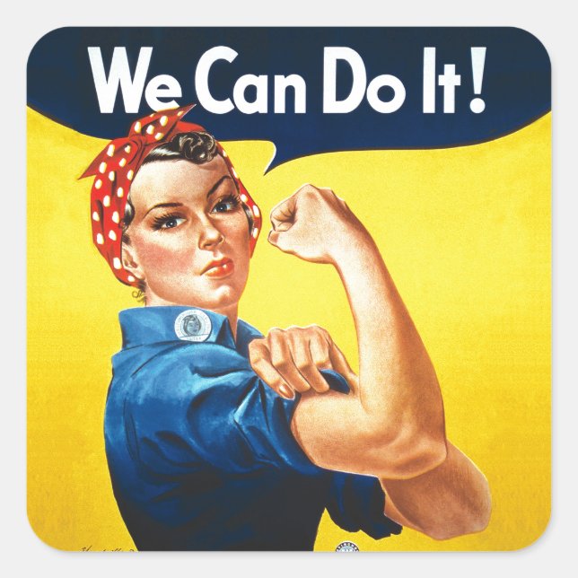 Sticker Carré Rosie le Riveter - "Nous pouvons le faire !" (Devant)