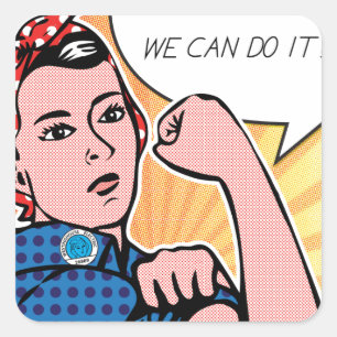 Sticker Carré Rosie le Riveter Nous pouvons le faire! Points d'a