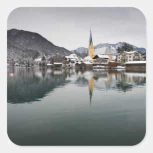 Sticker Carré Rottach-Egern au Tegernsee, Bavière en hiver