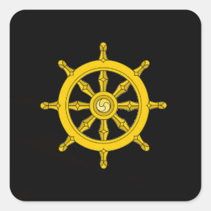 Sticker Carré Roue d'autocollant de Dharma - noir