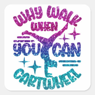 Sticker Carré Roue de gymnastique Magenta Violet Turquoise