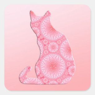 Sticker Carré "Roues de lumière" Chat - corail rose