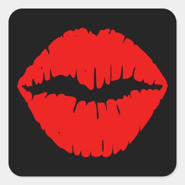 Sticker Carré Rouge à lèvres noir et rouge (Devant)