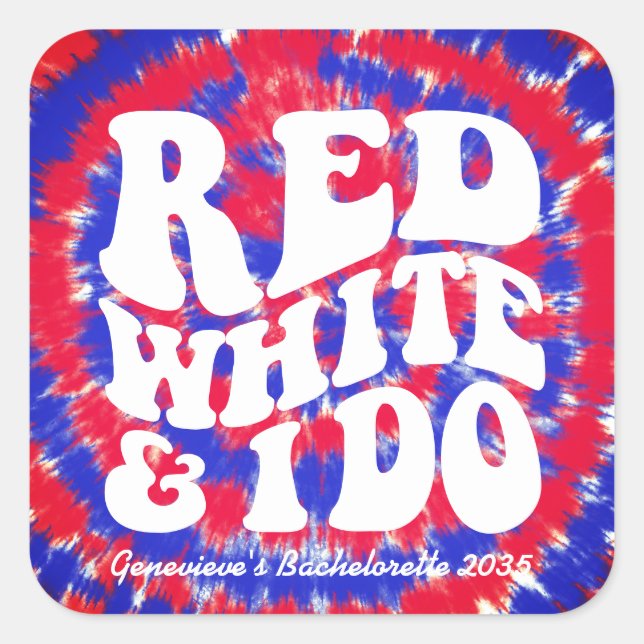 Sticker Carré Rouge Blanc Je Le Fais | 4 Juillet Tie-Dye Enterre (Devant)