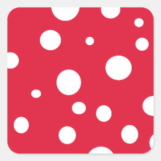 Sticker Carré Rouge brillant avec Pois blancs Amusants été