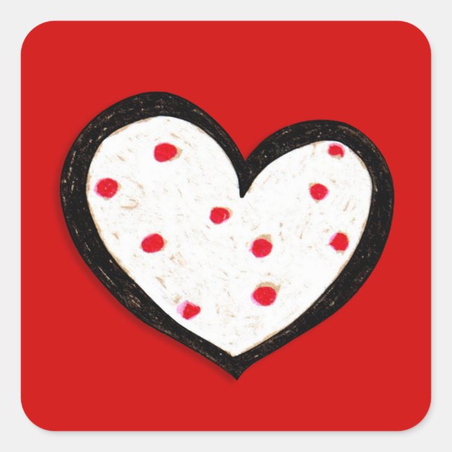 Sticker Carré rouge Coeurs Dotty (Devant)